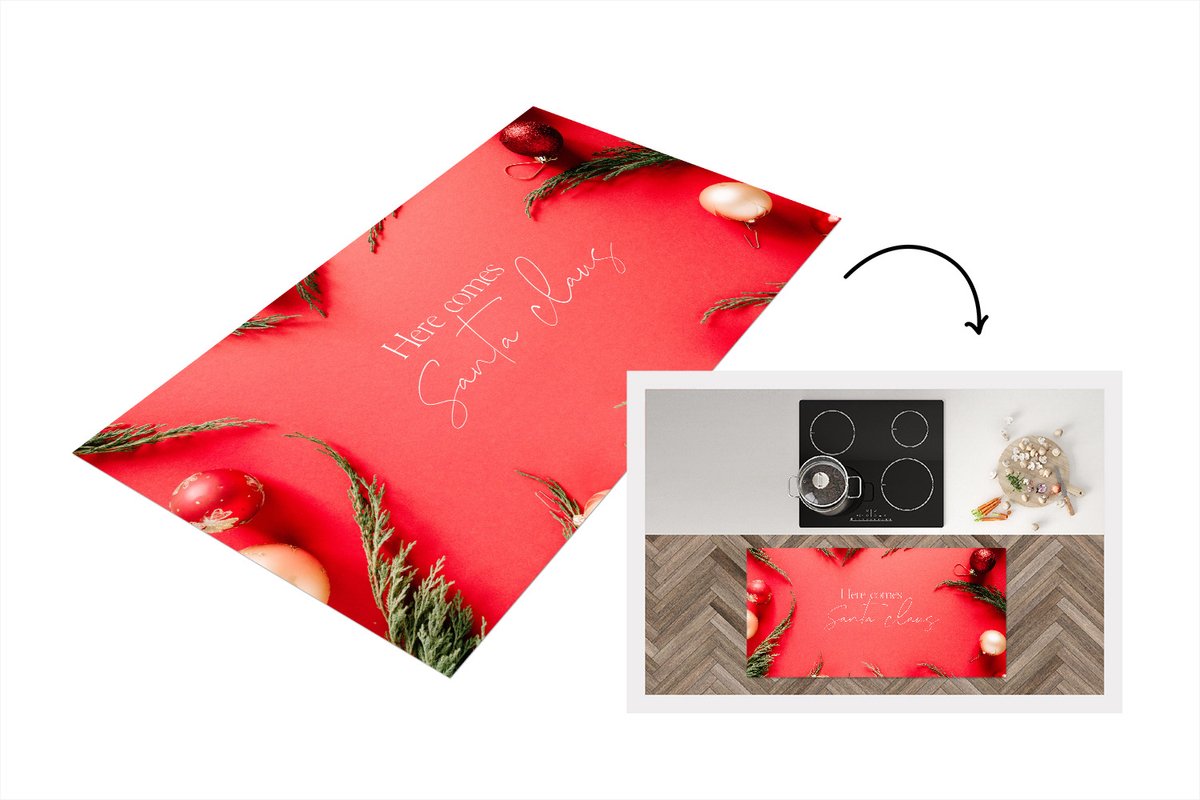 KitchenYeah Keukenloper - Loper keuken - Kerst - Santa - Rood - Keukenloper vinyl, foto 2