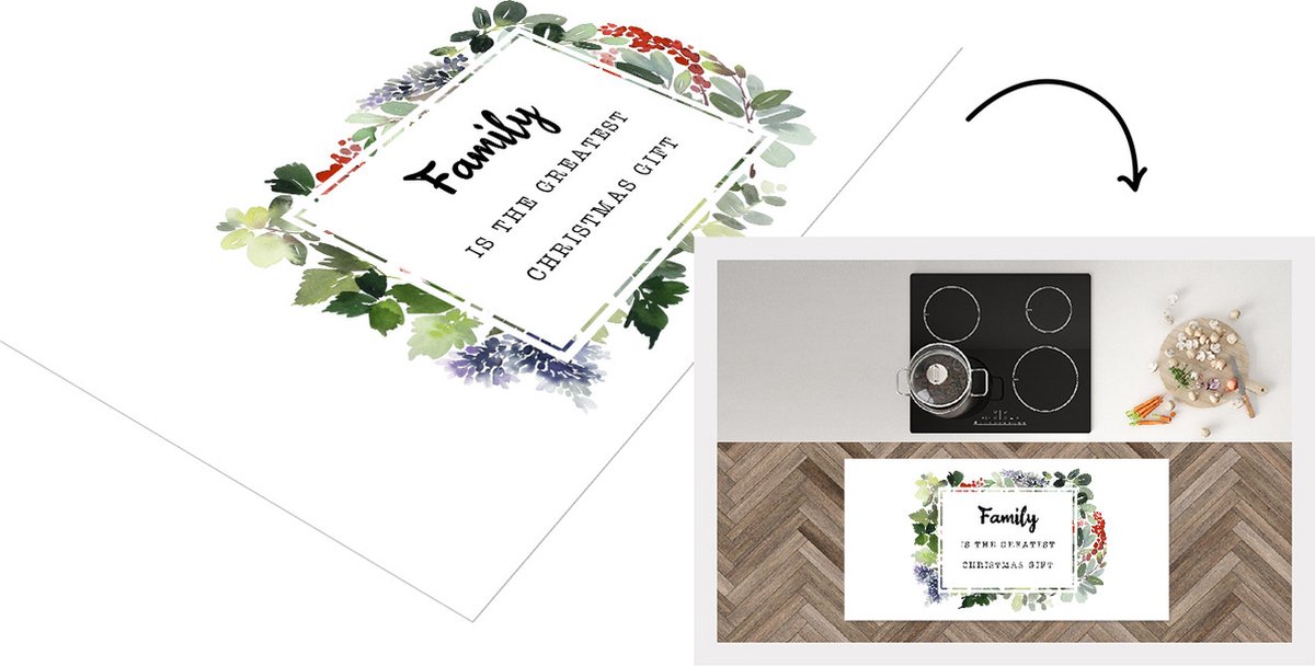 KitchenYeah Keukenloper - Loper keuken - Kerst - Quote -Familie - 120x60 cm - Keukenloper vinyl Multicolor