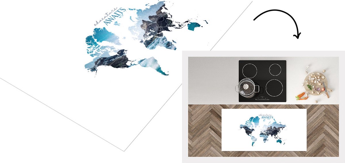 KitchenYeah Keukenloper - Loper keuken - Wereldkaart - Spreuken - Natuur - 120x60 cm - Keukenloper vinyl Multicolor