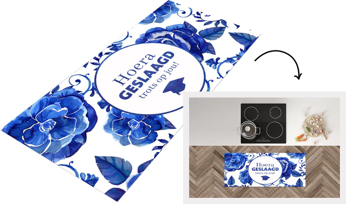 KitchenYeah Keukenloper - Loper keuken - Tegeltjes met spreuken - Geslaagd - Quote - 120x50 cm - Keukenloper vinyl Multicolor