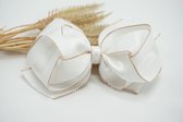 Grosgrain luxe haarstrik - Kleur Gebroken wit - Haarstrik  - Glitter haarstrik – Babyshower - Bows and Flowers