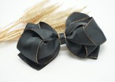 Grosgrain luxe haarstrik - Kleur Zwart - Haarstrik  - Glitter haarstrik – Babyshower - Bows and Flowers
