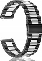 Strap-it Stalen schakel bandje 22mm - RVS bandje geschikt voor Samsung Galaxy Watch 46mm / Galaxy Watch 3 45mm / Gear S3 Classic & Frontier - Amazfit GTR 47mm / GTR 2 / GTR 3 - Pro - OnePlus Watch - zwart/zilver