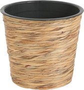 Oneiro Luxe Bloempot TIME Weave pot rond bruin - H32xD40cm – hotel chique - binnen ––– accessoires – tuin – decoratie – bloemen – mat – glans – industrieel - droogbloemen