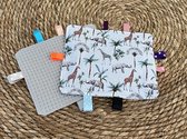 Knisperdoekje - labeldoekje - kraamkado - babyspeelgoed - jungle met grijze wafelkatoen
