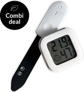 Vochtmeter + temperatuur- en luchtvochtigheidsmeter - Inclusief batterij, houder én sticker - Digitale hygrometer, thermometer, temperatuurmeter en vochtmeter voor planten