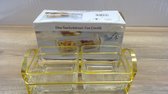 Snacks schalen set (glas en goudkleurig metaal) 2st