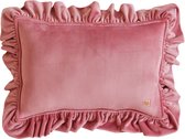 Sierkussen Met Franje - Velvet - 40x60x10cm - Kussen Dirty Pink - Moi Mili