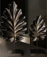 Bamyum 2st Sycamore Leaves Sculptuur Modern Decoratief Beeldje Decoratieve Woonkamer Slaapkamer Plank Decoratie Slaapkamer Tafel en Boekenkast Object (Antraciet)