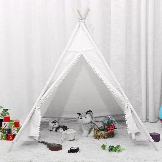 Little Dove Tipi Speeltent Voor Kinderen - Natuurlijk Katoen Met Matras, 120x120x145 Cm