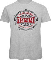 1944 The One And Only | Feest Kado T-Shirt Heren - Dames | Antraciet - Donker Rood | Perfect Verjaardag Cadeau Shirt | Grappige Spreuken - Zinnen - Teksten | Maat S