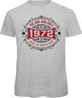 1972 The One And Only | Feest Kado T-Shirt Heren - Dames | Antraciet - Donker Rood | Perfect Verjaardag Cadeau Shirt | Grappige Spreuken - Zinnen - Teksten | Maat XL