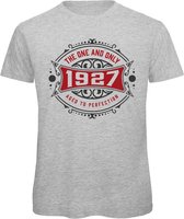 1927 The One And Only | Feest Kado T-Shirt Heren - Dames | Antraciet - Donker Rood | Perfect Verjaardag Cadeau Shirt | Grappige Spreuken - Zinnen - Teksten | Maat L