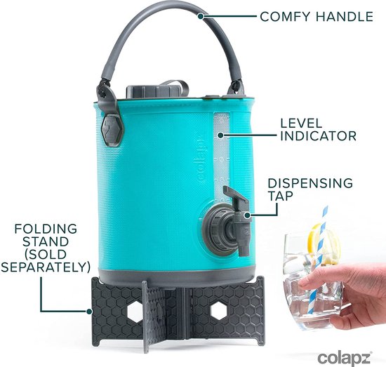 Colapz 2-in-1 Opvouwbare Waterdispenser 8L - Waterkan met Kraantje voor Kamperen - Waterkaraf met Deksel - Jerrycan met Kraantje - Watertank - Limonadetap - Blauw - Kamperen met Caravan en Camper in 2024 van Colapz — afbeelding 5
