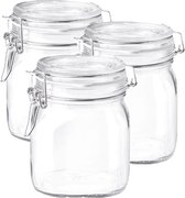 Set van 6x stuks glazen weckpotten/inmaakpotten met beugelsluiting 750 ml - Bewaarpotten/voorraadpotten