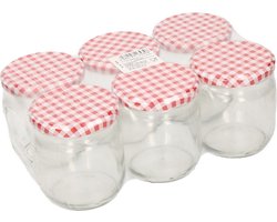 Weckpotten/inmaak jampotten - 6x - glas - 425 ml - metalen schroefdeksel - conservenpotten