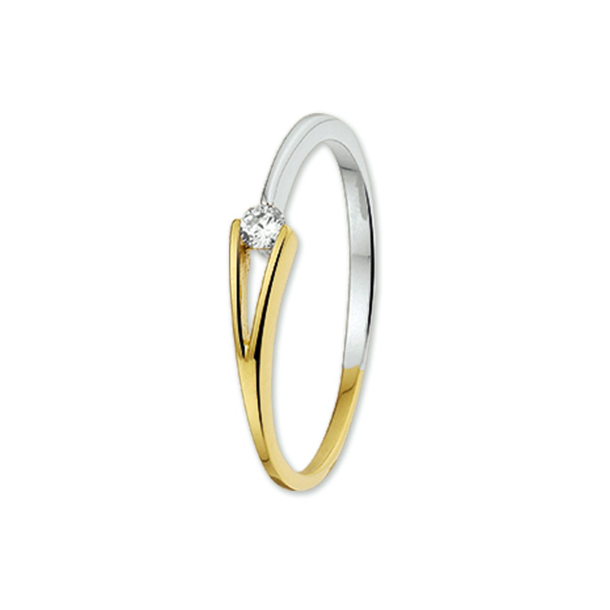 Trendjuwelier huiscollectie 4206118 Bicolor gouden zirkonia ring