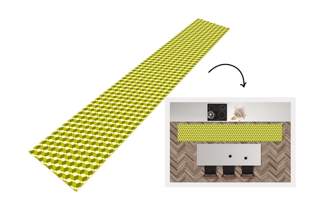 KitchenYeah Keukenloper - Loper keuken - Blokken - Patroon - 3D - Keukenloper vinyl multicolor, foto 2