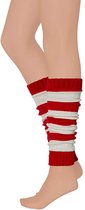 Apollo - Beenwarmer feest - Carnaval beenwarmers - rood-wit - One size - Beenwarmers dames - Beenwarmers carnaval - Beenwarmers heren - Beenwarmers