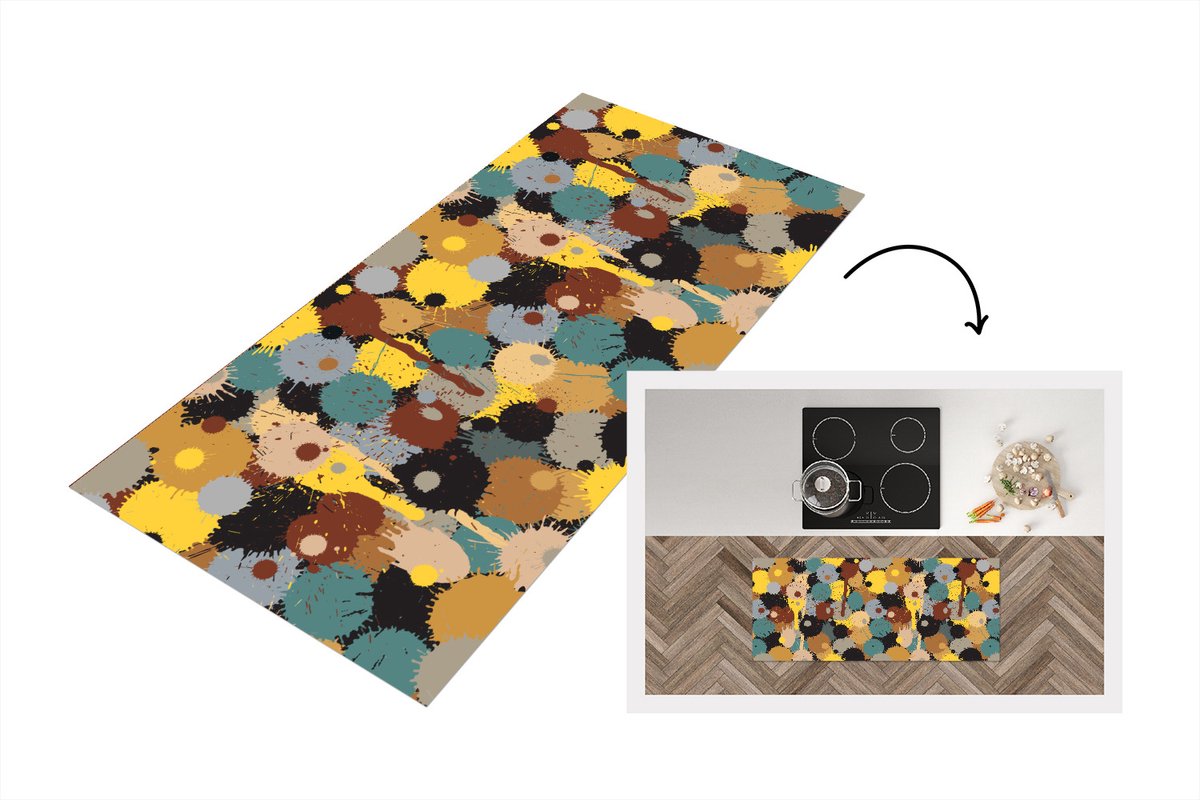 KitchenYeah Keukenloper - Loper keuken - Paintball - Camouflage - Patronen - Verf - 120x50 cm - Keukenloper vinyl Multicolor