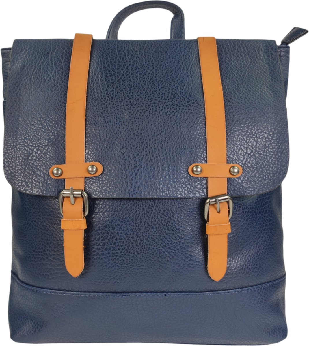 Flora&Co - Paris - Trendy rugzak met flap - magneetsluiting - instelbare riemen - donkerblauw