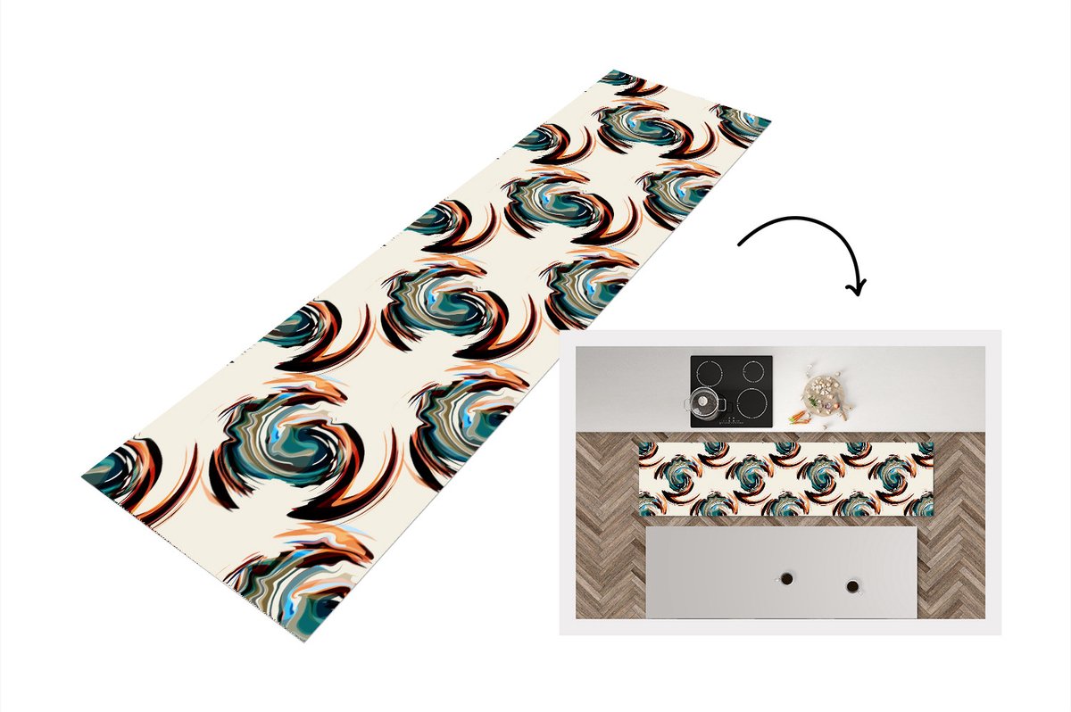 Keukenloper - Loper keuken - Patronen - Abstract - Verf - 200x50 cm - Keukenloper vinyl