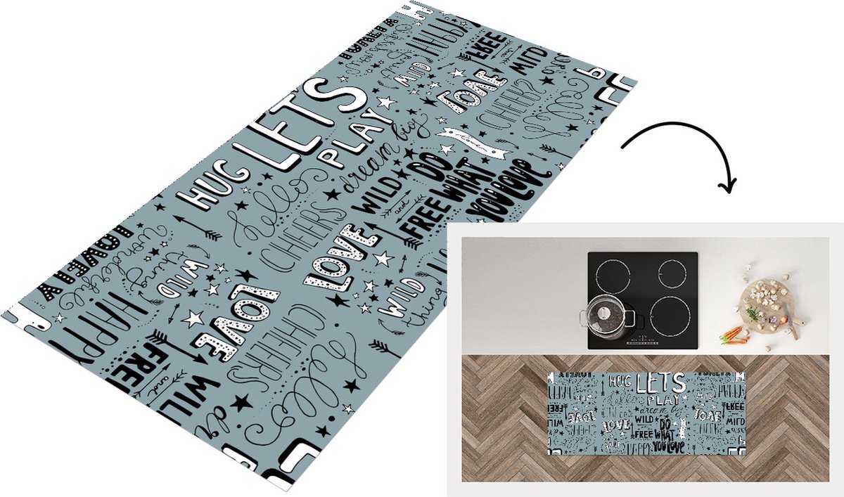 KitchenYeah Keukenloper - Loper keuken - Quotes - Baby - Woorden - Spreuken - Keukenloper vinyl Multicolor