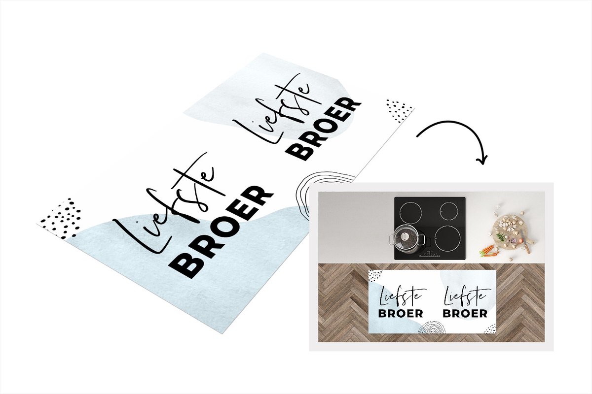 KitchenYeah Keukenloper - Loper keuken - Quotes - Broer - Liefde - 120x60 cm - Keukenloper vinyl Multicolor