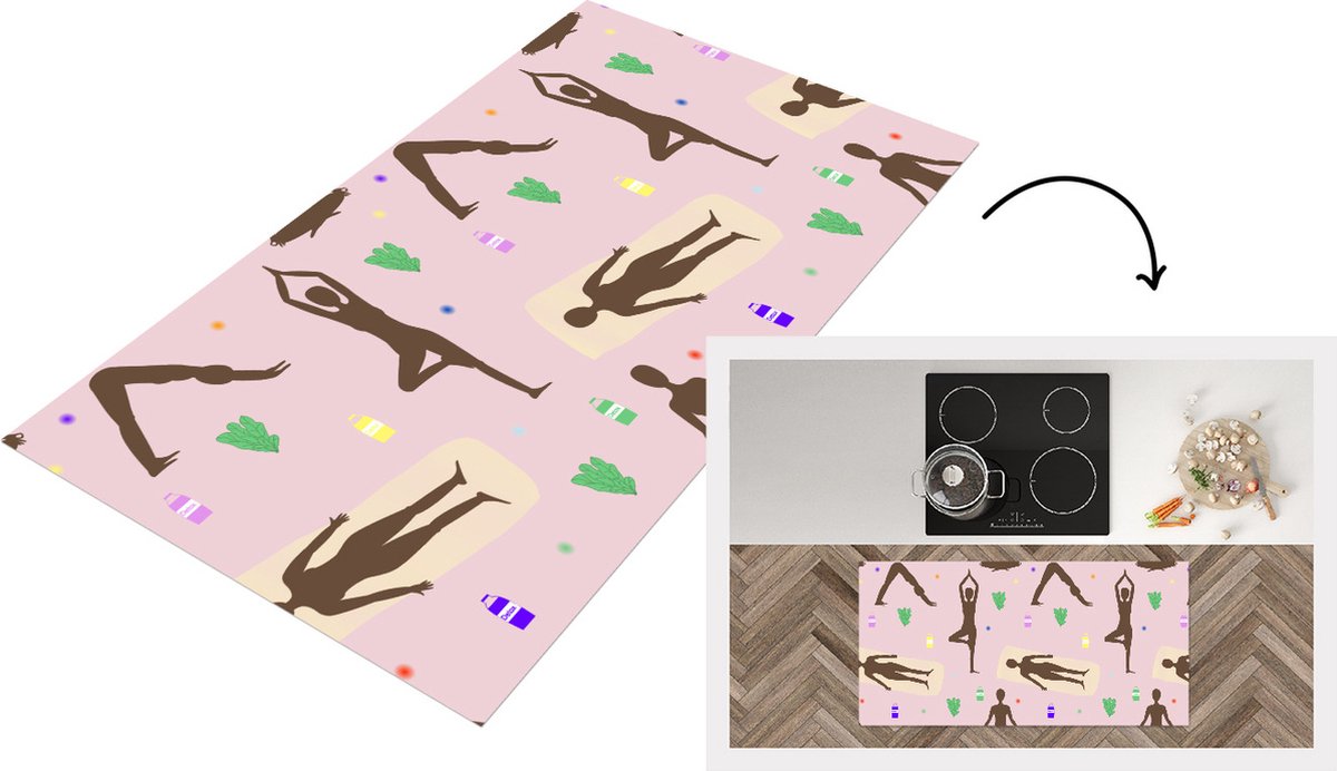 KitchenYeah Keukenloper - Loper keuken - Yoga - Zen - Patronen - 120x60 cm - Keukenloper vinyl Multicolor