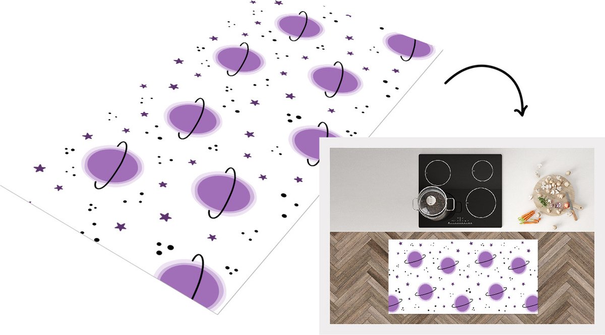 KitchenYeah Keukenloper - Loper keuken - Space - Planeten - Sterren - Ruimtevaart - Patroon - 120x60 cm - Keukenloper vinyl Multicolor