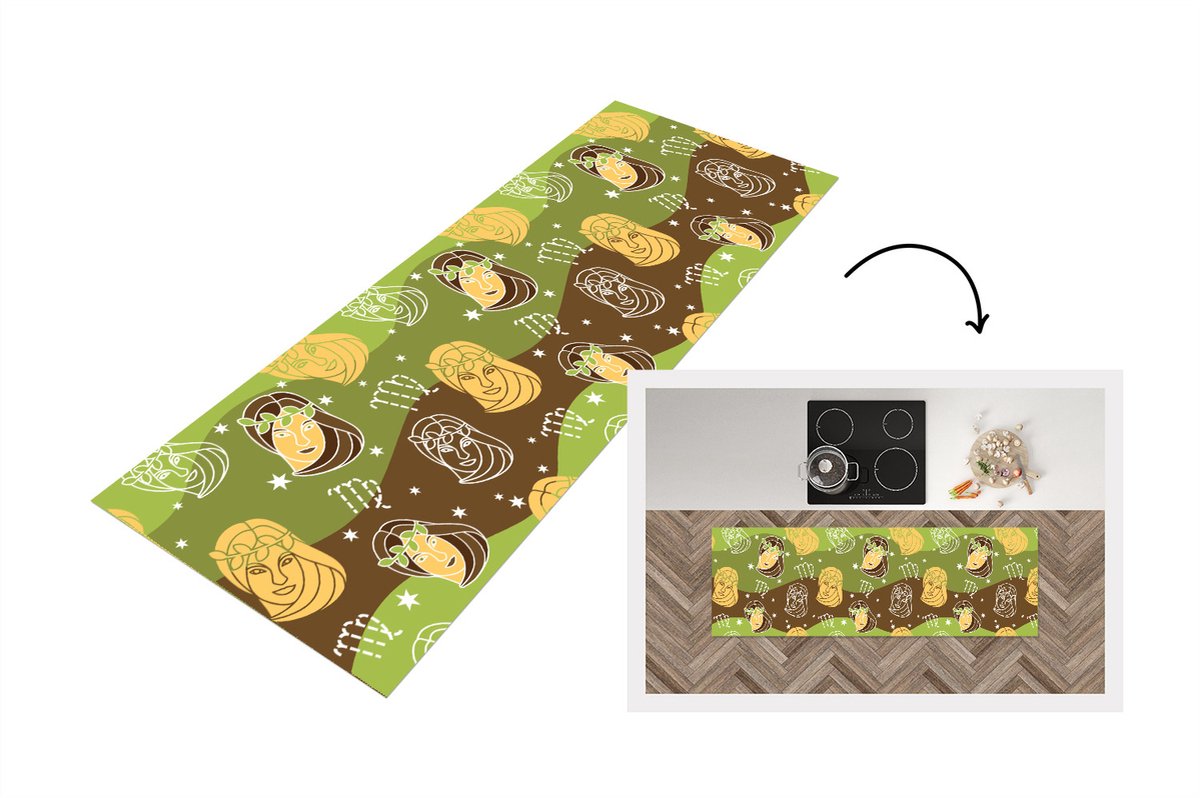 Keukenloper - Loper keuken - Virgo - Zodiac - Patroon - 150x50 cm - Keukenloper vinyl