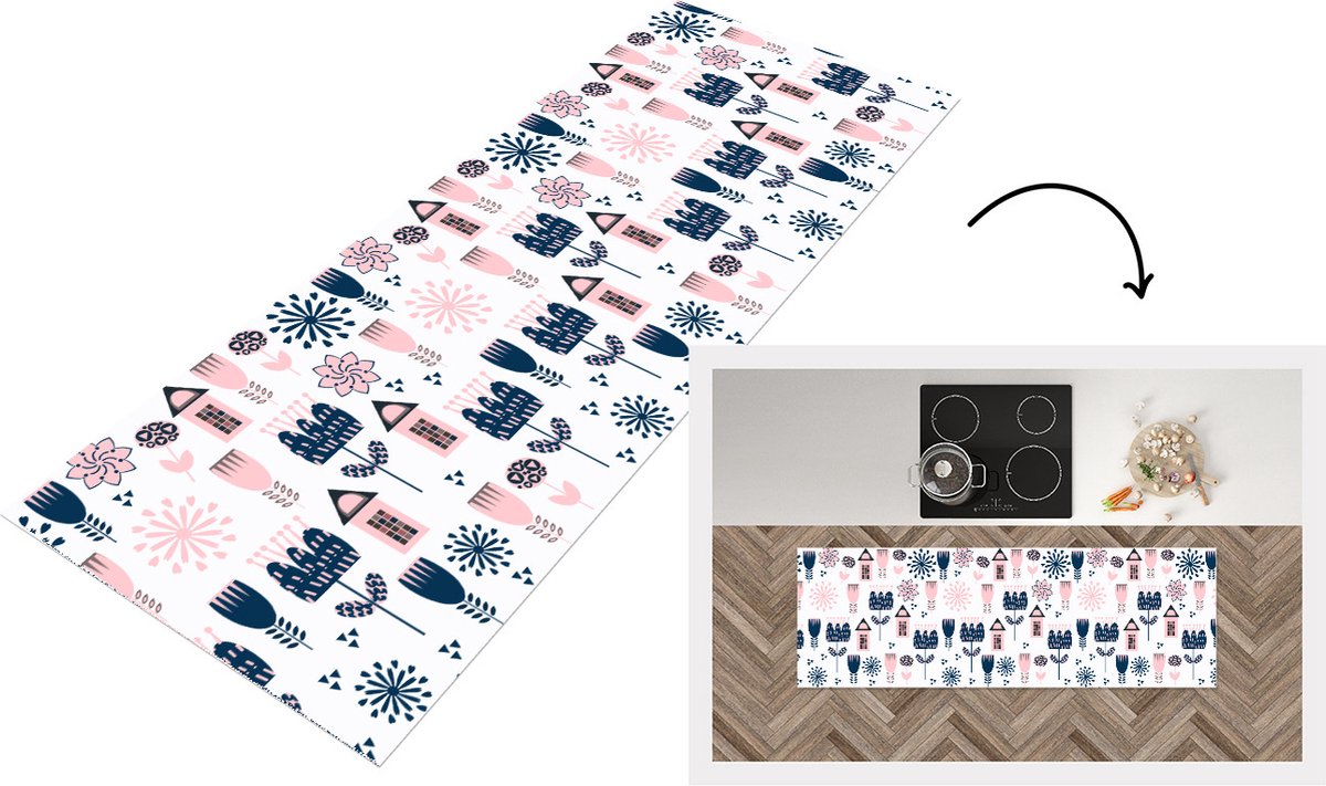 KitchenYeah Keukenloper - Loper keuken - Patroon - Pastel - Scandinavië - Keukenloper vinyl multicolor, foto 5