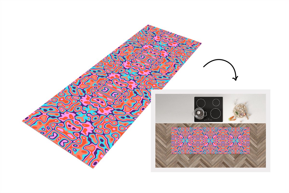KitchenYeah Keukenloper - Loper keuken - Patronen - Lavalamp - Abstract - 180x60 cm - Keukenloper vinyl Multicolor