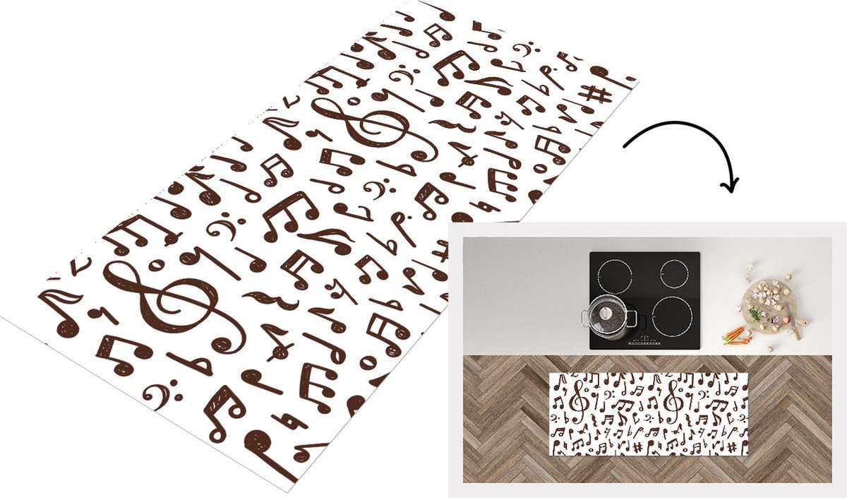KitchenYeah Keukenloper - Loper keuken - Muzieknoten - Patronen - Muziek - 120x50 cm - Keukenloper vinyl Multicolor
