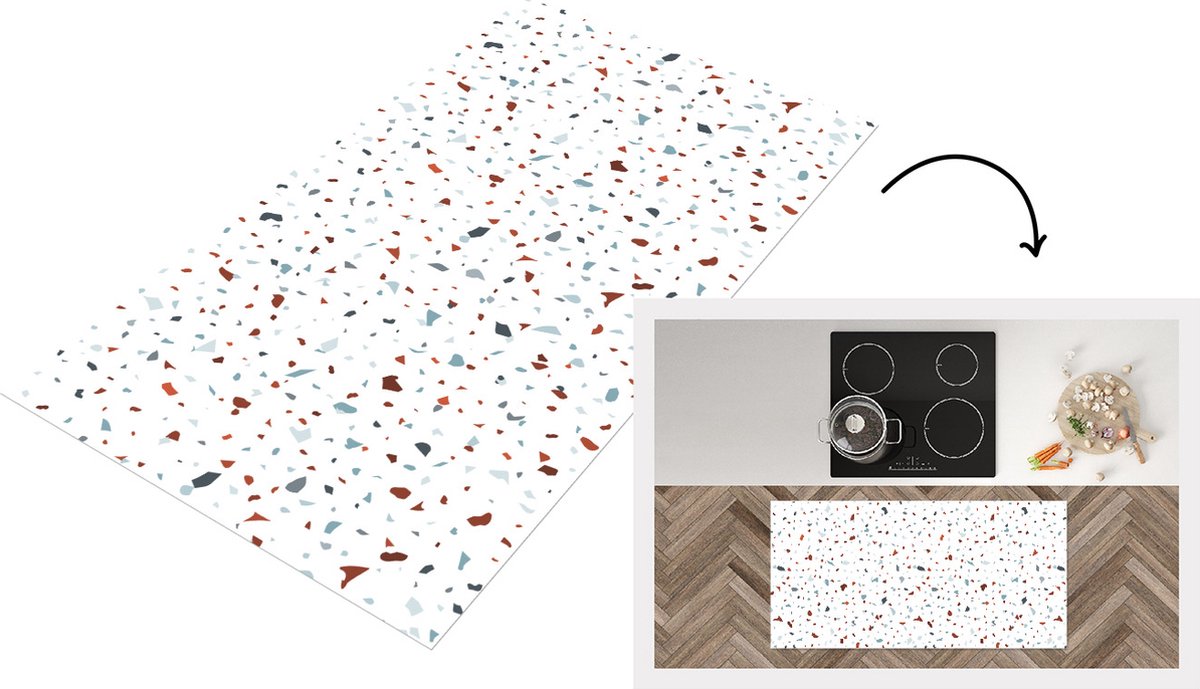 KitchenYeah Keukenloper - Loper keuken - Terrazzo - Abstract - Patroon - 120x60 cm - Keukenloper vinyl Multicolor