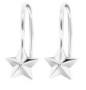 Joy|S - Zilveren ster oorbellen - egaal - oorhangers - Sterling zilver 925
