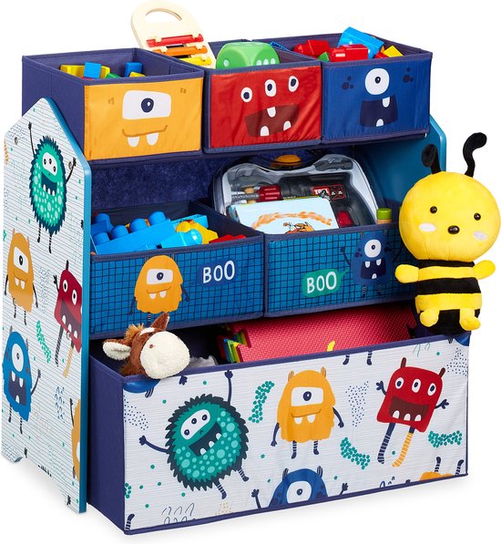 Relaxdays speelgoedkast met manden - opbergkast speelgoed - kinderkast - speelgoedrek kind