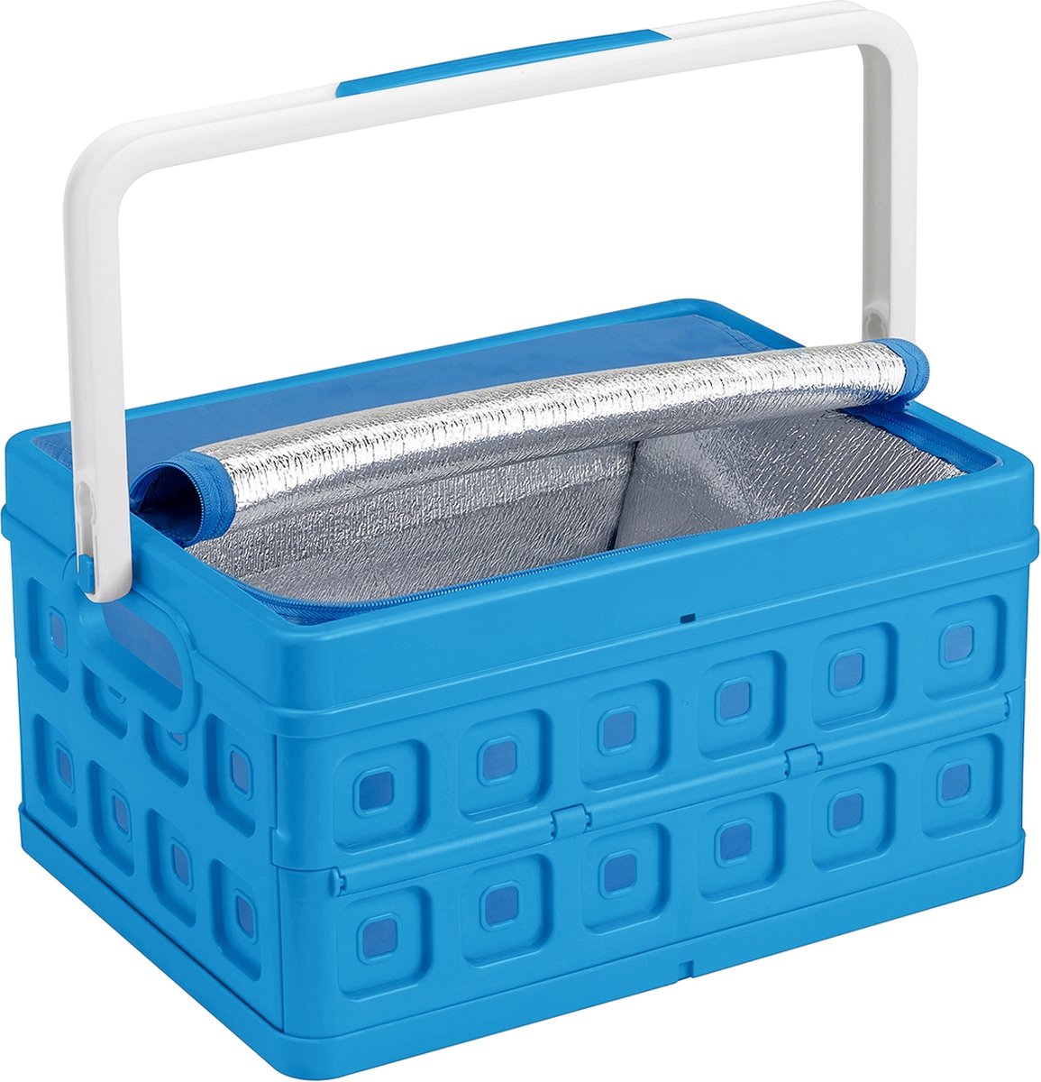Sunware - Square Vouwkrat met handgreep en Koeltas - 24L - Blauw