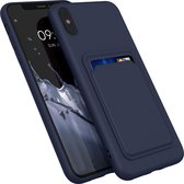 kwmobile telefoonhoesje geschikt voor Apple iPhone XS Max - Hoesje met pasjeshouder - TPU case in donkerblauw