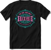 1968 The One And Only | Feest Kado T-Shirt Heren - Dames | Cobalt - Licht Roze | Perfect Verjaardag Cadeau Shirt | Grappige Spreuken - Zinnen - Teksten | Maat L