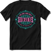 1925 The One And Only | Feest Kado T-Shirt Heren - Dames | Cobalt - Licht Roze | Perfect Verjaardag Cadeau Shirt | Grappige Spreuken - Zinnen - Teksten | Maat XXL