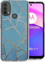 iMoshion Design voor de Motorola Moto E30 / E40 hoesje - Grafisch Koper - Blauw / Goud