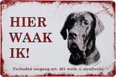 Hier waak ik Duitse Dog - Wandbord - Metalen bord - 20 x 30cm - UV bestendig - Wandborden - Metalen borden - Eco vriendelijk - Decoratie - Cadeau - Uniek - Honden bord - Wand bord