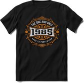 1985 The One And Only | Feest Kado T-Shirt Heren - Dames | Goud - Zilver | Perfect Verjaardag Cadeau Shirt | Grappige Spreuken - Zinnen - Teksten |