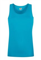 Set 2 stuks Azuur Blauw Tanktop / sportshirt Fruit of the Loom Lady-Fit Performance Vest Zwemstijl rug maat XXL