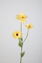 Kunstbloem Ranonkel - topkwaliteit decoratie - Geel - zijden tak - 61 cm hoog