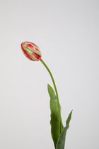 Kunstbloem Tulp - topkwaliteit decoratie - Wit - zijden tak - 66 cm hoog
