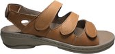 Manlisa Mt 36 platte lederen comfort sandalen 4 velcro's 504 camel geschikt losse steunzolen