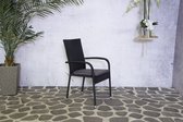 SenS Garden Furniture - Rhodos Stapelstoel Black + Cushion - Zwart