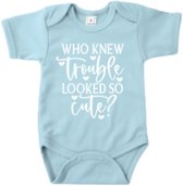 Romper - If only trouble looked so cute - Blauw Maat 50/56 - Kraamkado - Baby - Geboorte - Moeder